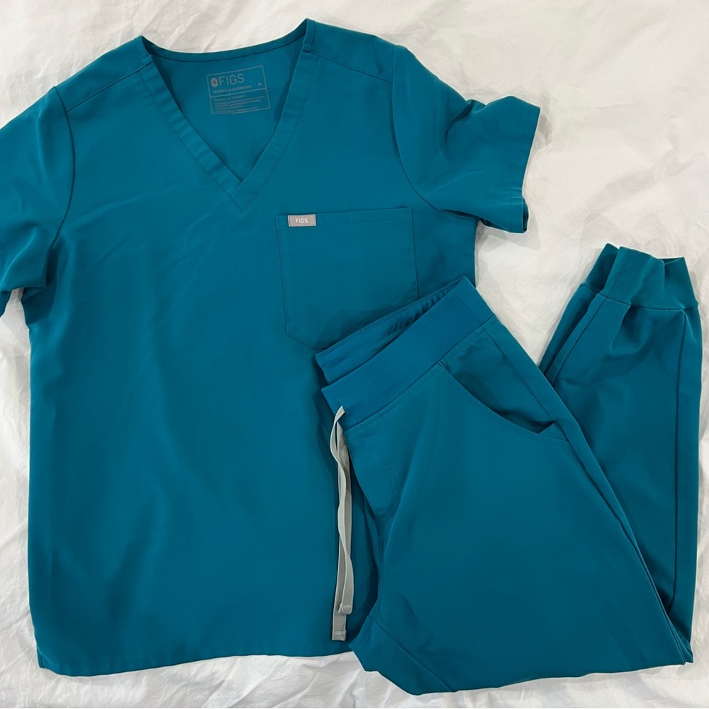 Figs Teal Scrub Set- Pacific Blue